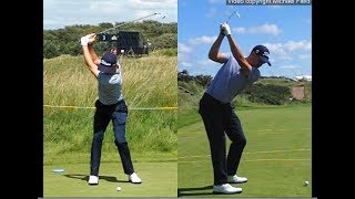 Justin Thomas golf swing  Long Iron faceon amp downtheline July 2017 [upl. by Heinrik]