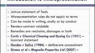 Misrepresentation Lecture 1 of 4 [upl. by Claiborne]